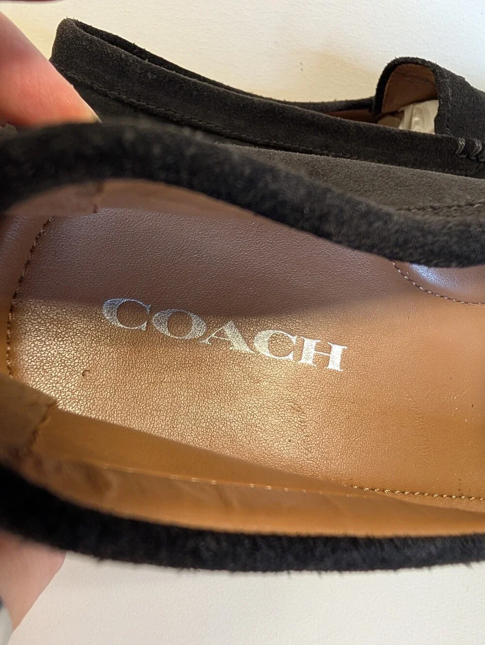 Coach Amber Suede Driving Moccasins Loafers Black 9.5B A00277